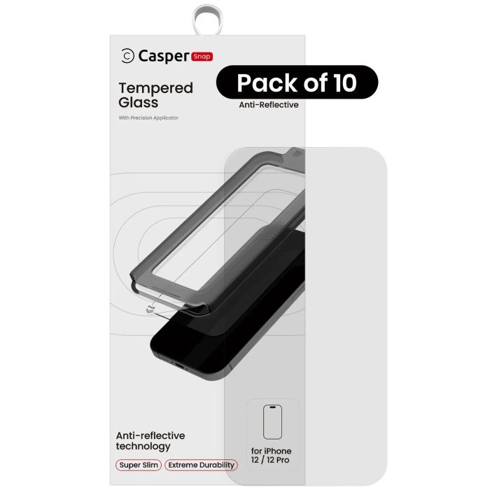 Casper Snap Displayschutzglas für iPhone 12/ 12 Pro (10er Pack) (AR Clear)