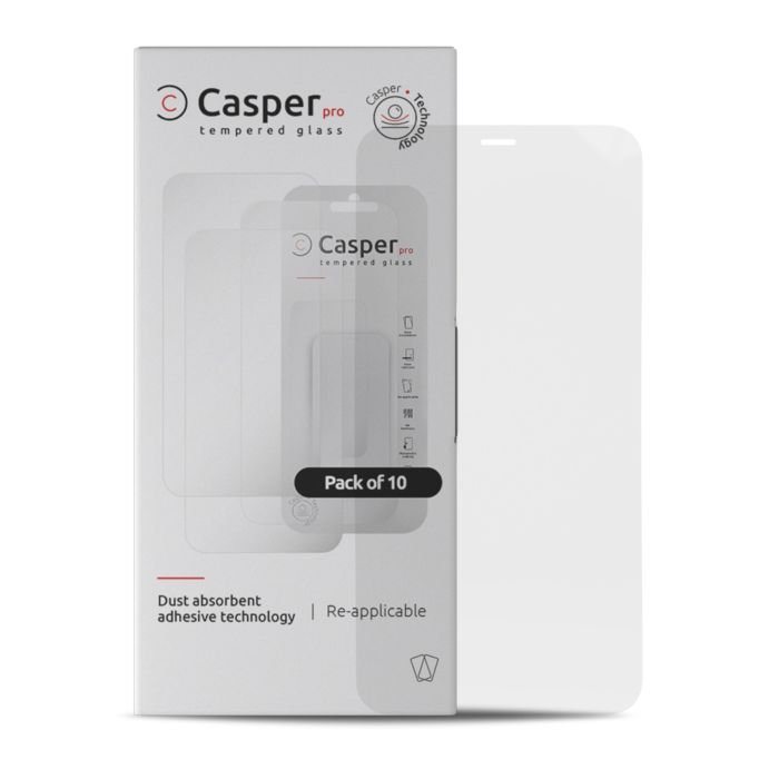 Casper Pro Displayschutzglas für iPhone 12 Mini (10er Pack) (Transparent)
