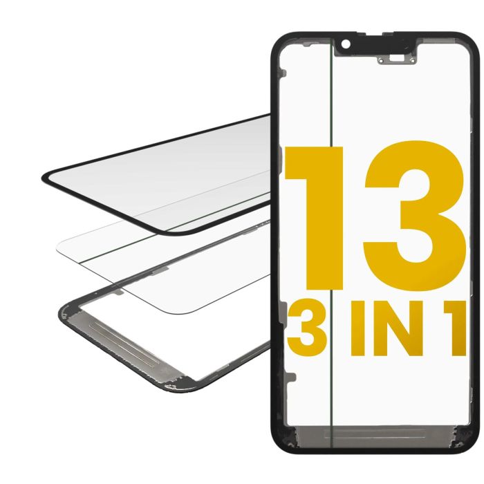 3 in 1 (Glas mit OCA vormontiert + Rahmen) für iPhone 13 (OCA Master)