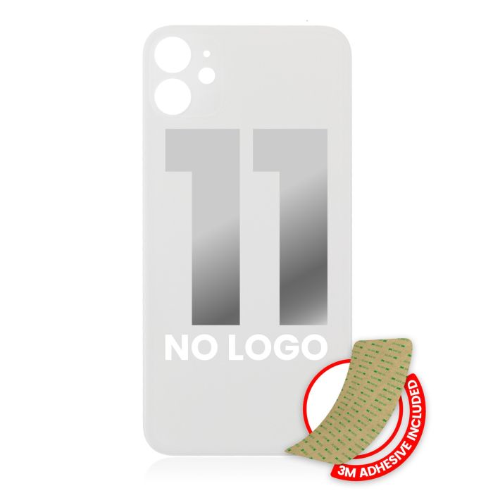 Rückglas mit 3M Klebeband für iPhone 11 (ohne Logo/ großes Kameraloch) (Weiß)