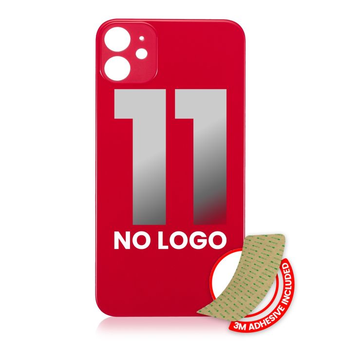 Rückglas mit 3M Klebeband für iPhone 11 (ohne Logo/ großes Kameraloch) (Rot)