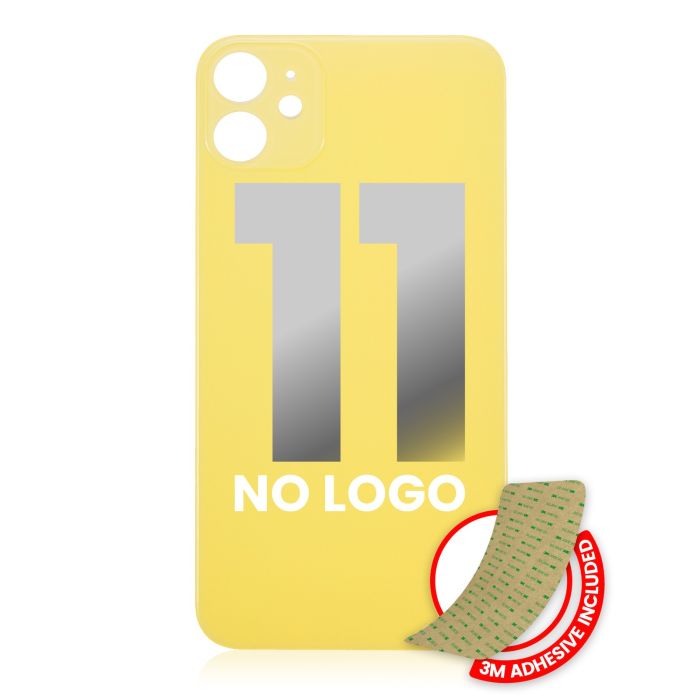 Rückglas mit 3M Klebeband für iPhone 11 (ohne Logo/ großes Kameraloch) (Gelb)