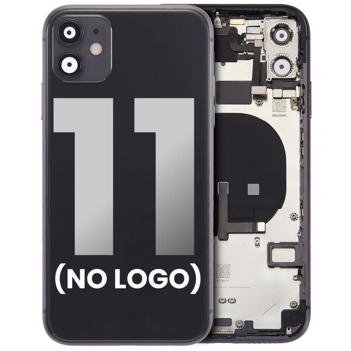 Rückgehäuse mit klein Bauteile vormontiert für iPhone 11 (ohne Logo) (Schwarz)