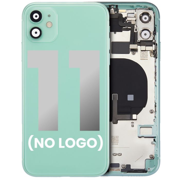 Rückgehäuse mit klein Bauteile vormontiert für iPhone 11 (ohne Logo) (Grün)