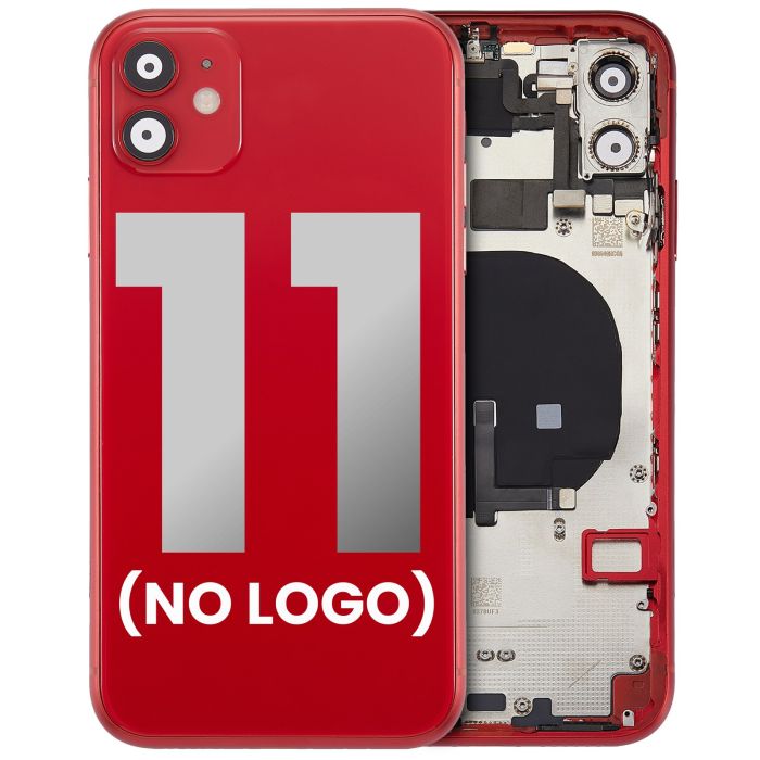 Rückgehäuse mit klein Bauteile vormontiert für iPhone 11 (ohne Logo) (Rot)