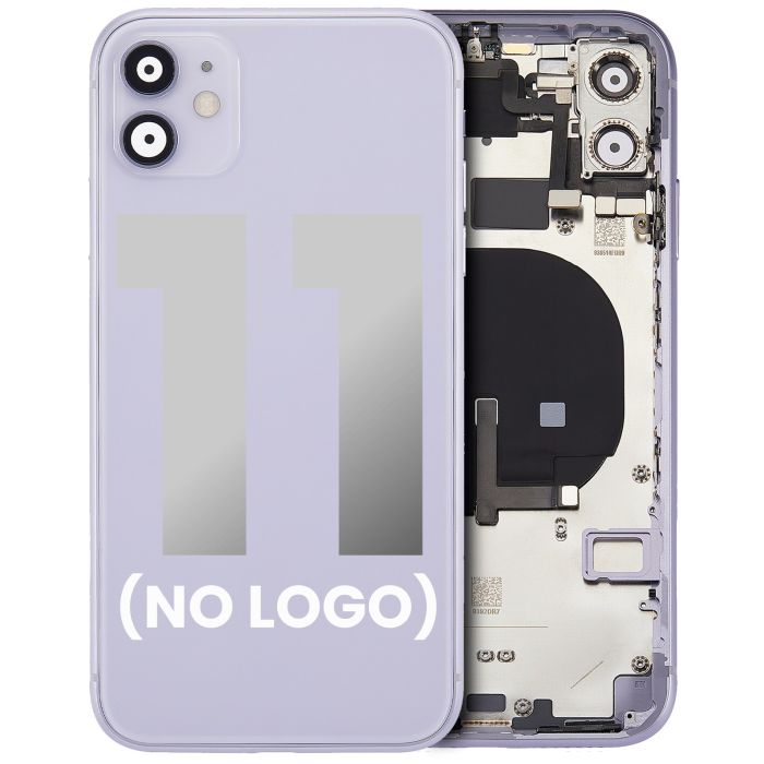 Rückgehäuse mit klein Bauteile vormontiert für iPhone 11 (ohne Logo) (Lila)
