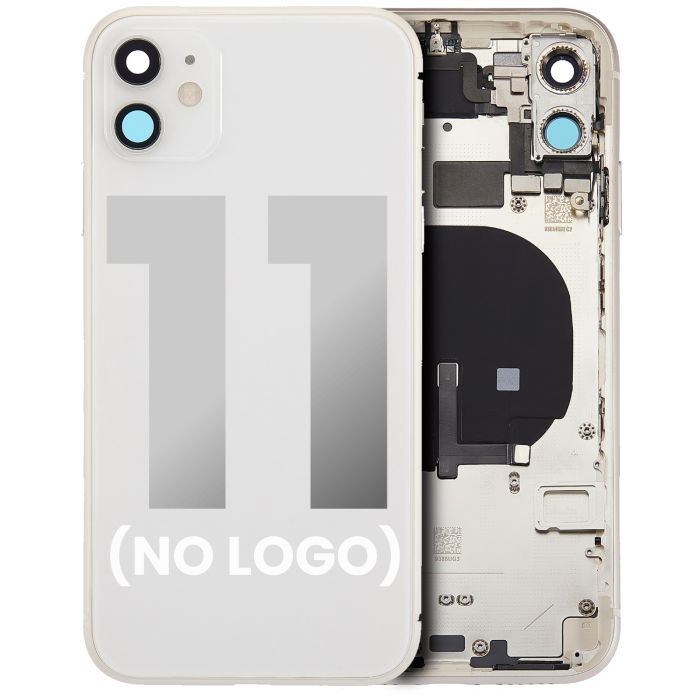 Rückgehäuse mit klein Bauteile vormontiert für iPhone 11 (ohne Logo) (Weiß)