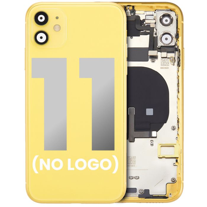 Rückgehäuse mit klein Bauteile vormontiert für iPhone 11 (ohne Logo) (Gelb)