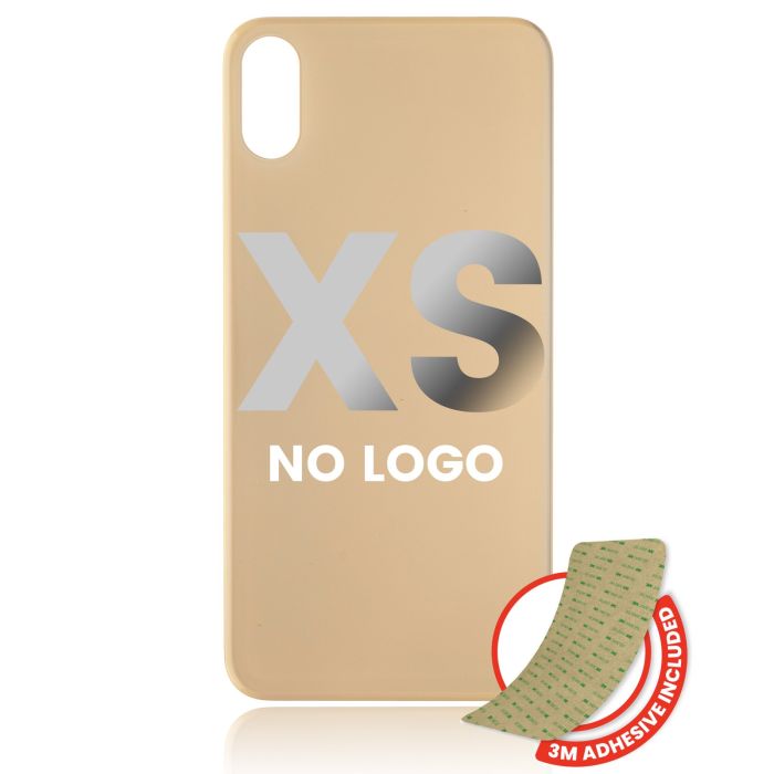Rückglas mit 3M Klebeband für iPhone XS (ohne Logo/ großes Kameraloch) (Gold)