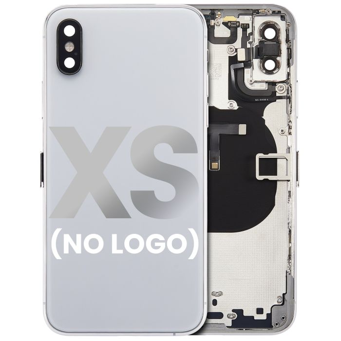 Rückgehäuse mit klein Bauteile vormontiert für iPhone XS (ohne Logo) (Silber)
