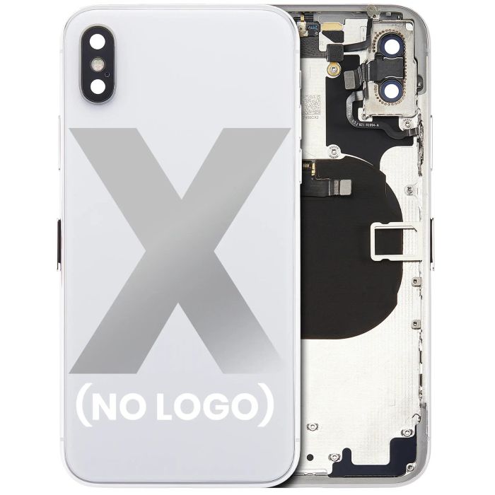 Rückgehäuse mit klein Bauteile vormontiert für iPhone X (ohne Logo) (Silber)