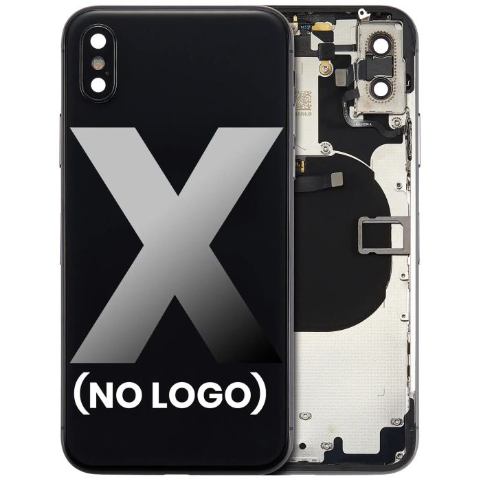 Rückgehäuse mit klein Bauteile vormontiert für iPhone X (ohne Logo) (Space Grau)