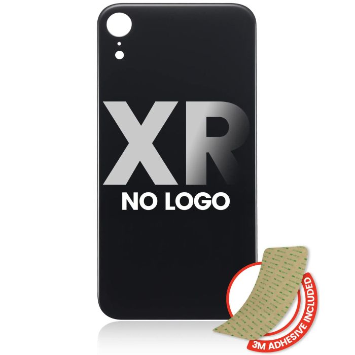 Rückglas mit 3M Klebeband für iPhone XR (ohne Logo/ großes Kameraloch) (Schwarz)
