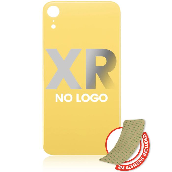 Rückglas mit 3M Klebeband für iPhone XR (ohne Logo/ großes Kameraloch) (Gelb)
