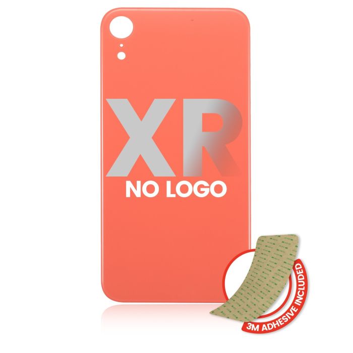 Rückglas mit 3M Klebeband für iPhone XR (ohne Logo/ großes Kameraloch) (Coral)
