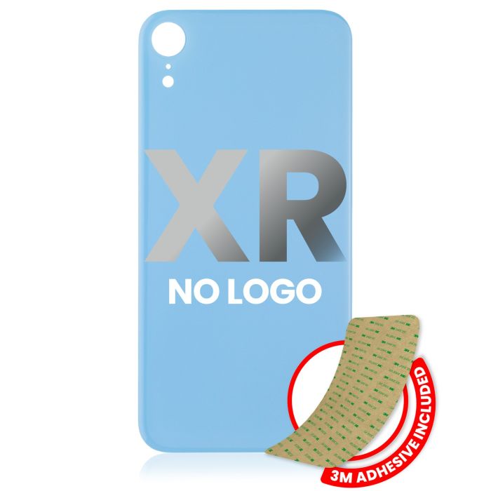 Rückglas mit 3M Klebeband für iPhone XR (ohne Logo/ großes Kameraloch) (Blau)