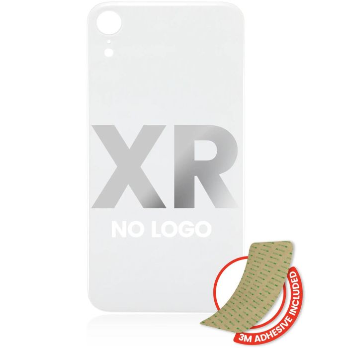 Rückglas mit 3M Klebeband für iPhone XR (ohne Logo/ großes Kameraloch) (Weiß)
