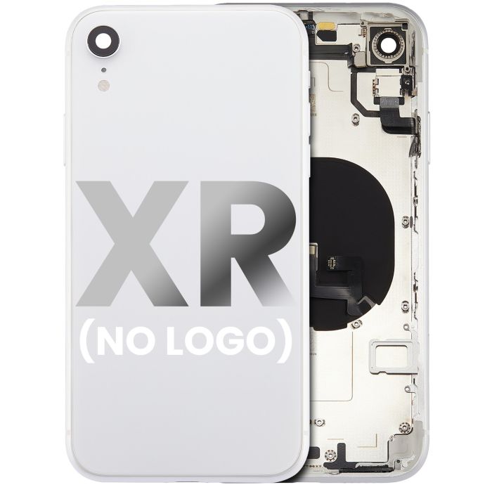 Rückgehäuse mit klein Bauteile vormontiert für iPhone XR (ohne Logo) (Silber)