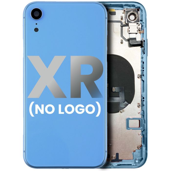 Rückgehäuse mit klein Bauteile vormontiert für iPhone XR (ohne Logo) (Blau)