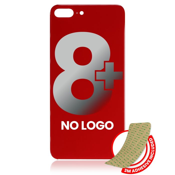 Rückglas mit 3M Klebeband für iPhone 8 Plus (ohne Logo/ großes Kameraloch) (Rot)