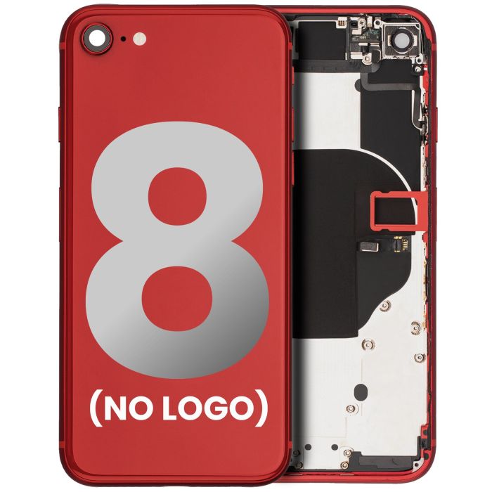 Rückgehäuse mit klein Bauteile vormontiert für iPhone 8 (ohne Logo) (Rot)