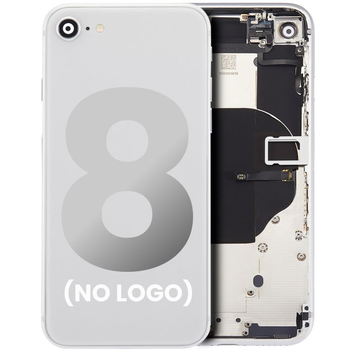Rückgehäuse mit klein Bauteile vormontiert für iPhone 8 (ohne Logo) (Silber)