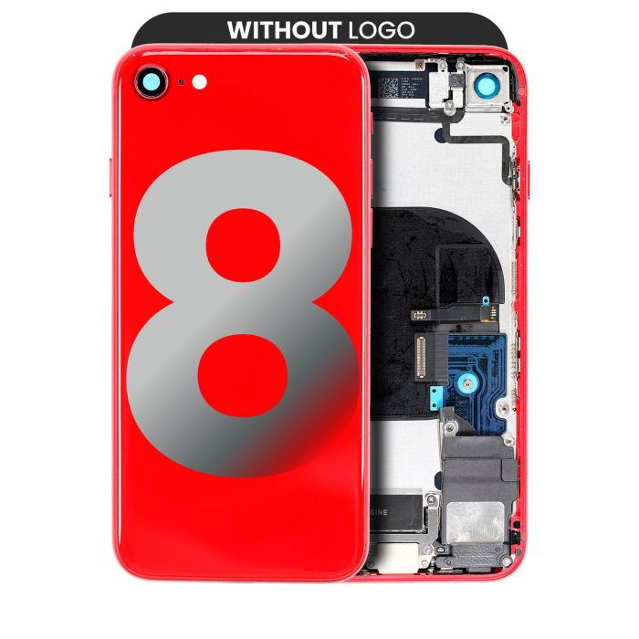 Rückgehäuse mit klein Bauteile vormontiert für iPhone 8 (Aftermarket Plus) (Rot)