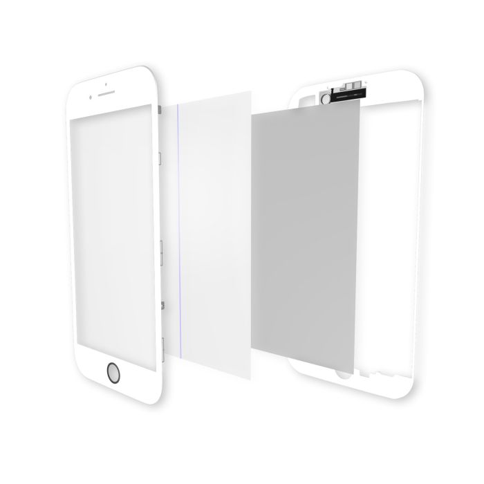 Glas mit Rahmen/ OCA/ Polarizer vormontiert für iPhone 7 (Weiß)