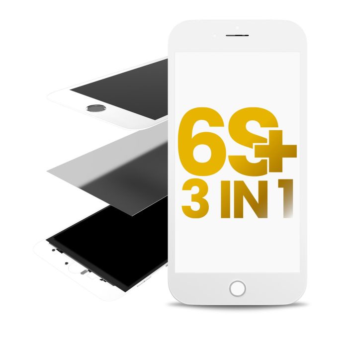 3in1 (Frontglas + Rahmen + OCA vormontiert) für iPhone 6S Plus (2er Pack) (Weiß)