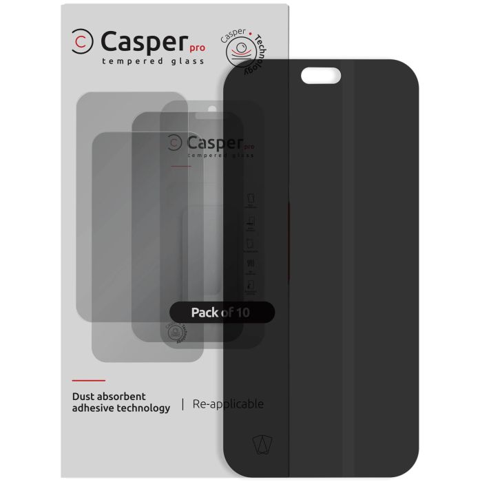 Casper Pro Displayschutzglas für iPhone 18 Pro Max (10er Pack) (Privacy)