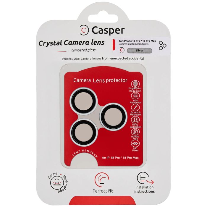 Casper Kameraschutz für iPhone 18 Pro/ 18 Pro Max (Silber) (Transparent)