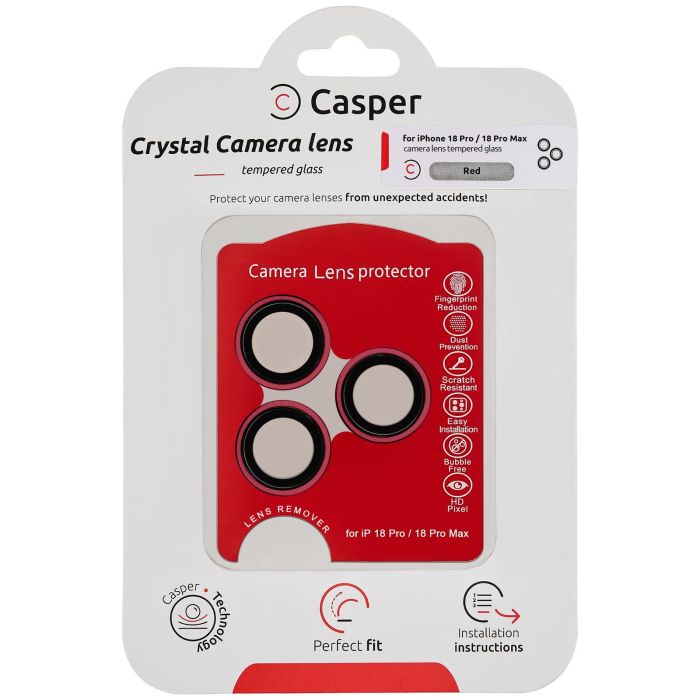 Casper Kameraschutz für iPhone 18 Pro/ 18 Pro Max (Rot) (Transparent)