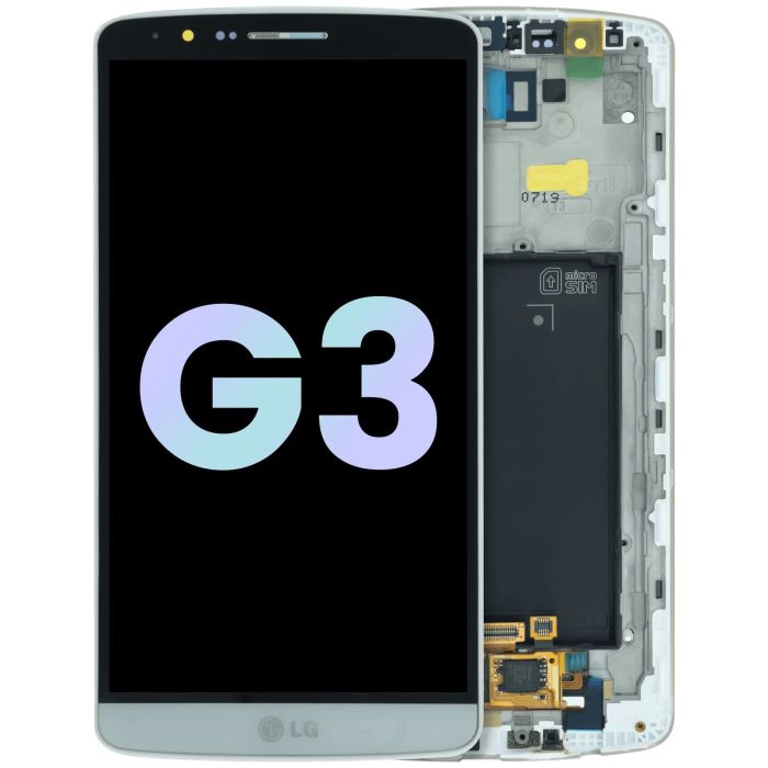 LCD Display Einheit mit Rahmen für LG G3 (Original) (Weiß)
