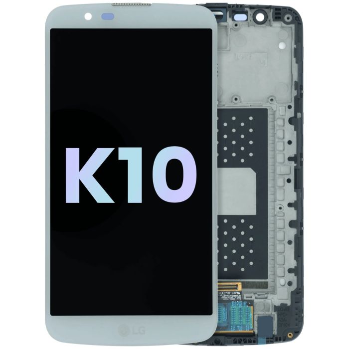 LCD Display Einheit mit Rahmen für LG K10 (Original) (Weiß)
