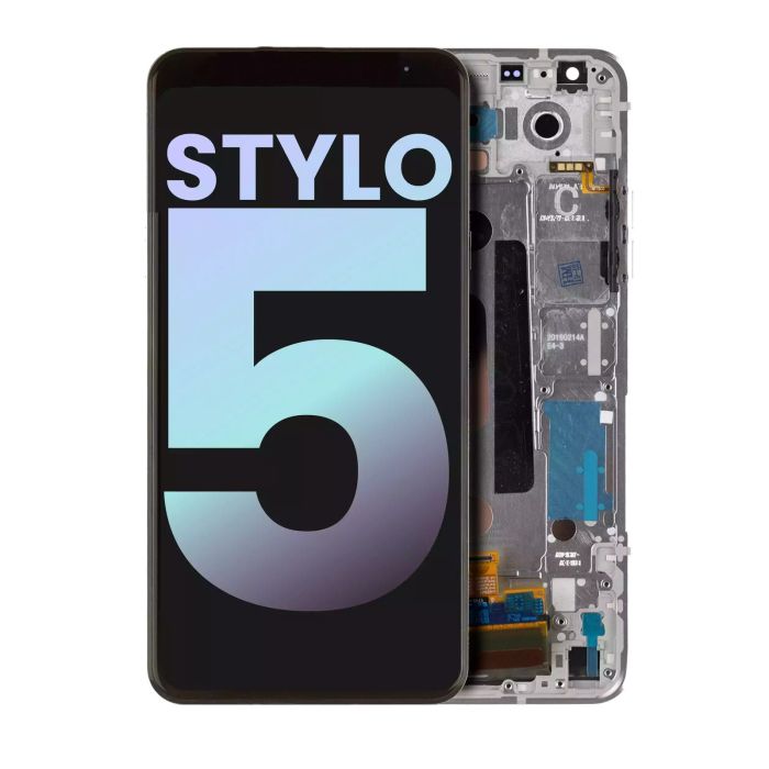 LCD Display Einheit mit Rahmen für LG Stylo 5 (Original) (Silvery White)