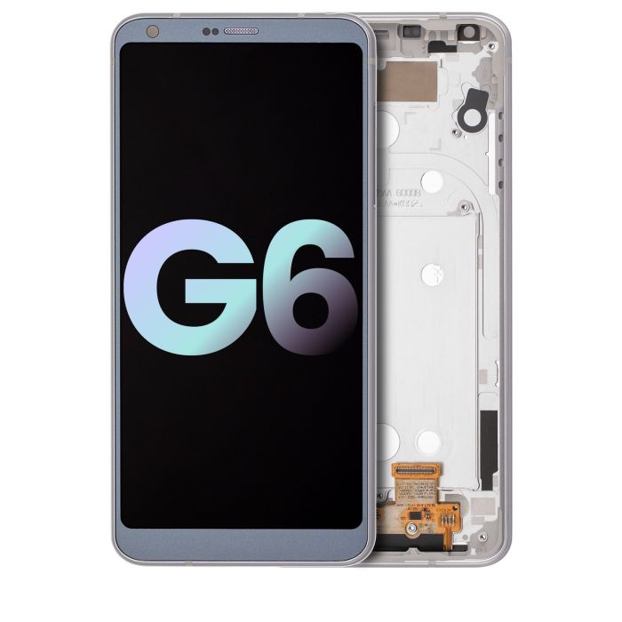 LCD Display Einheit mit Rahmen für LG G6 (Original) (Ice Platinum Silver)