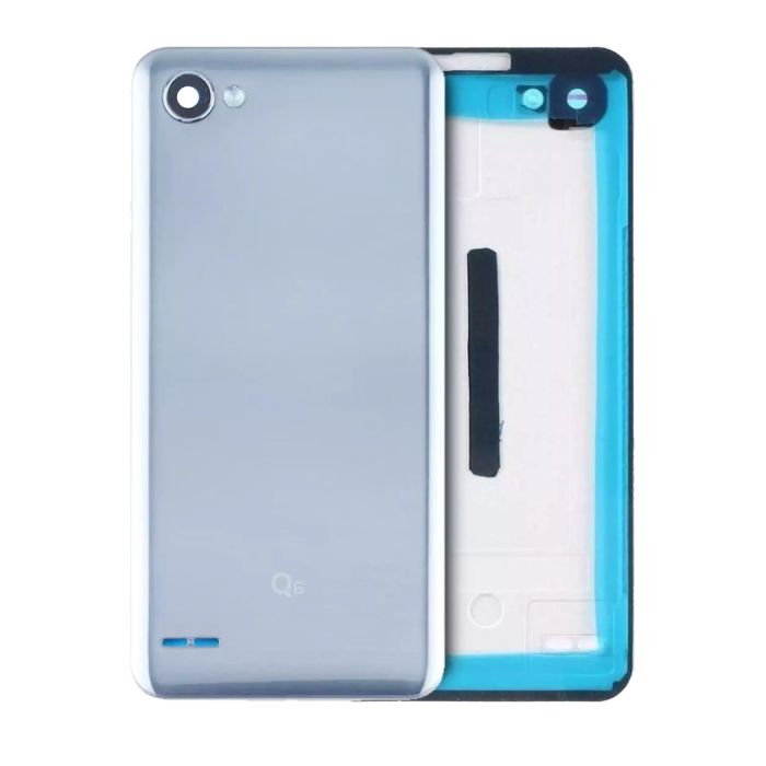 Rückglas für LG Q6 mit Fingerabdruck (Original) (Ice Platinum Silver)