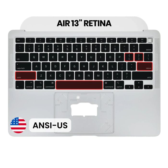 Top Case mit Tastatur (ANSI US) für MacBook Air 13" A2179 (2020) (Silber)
