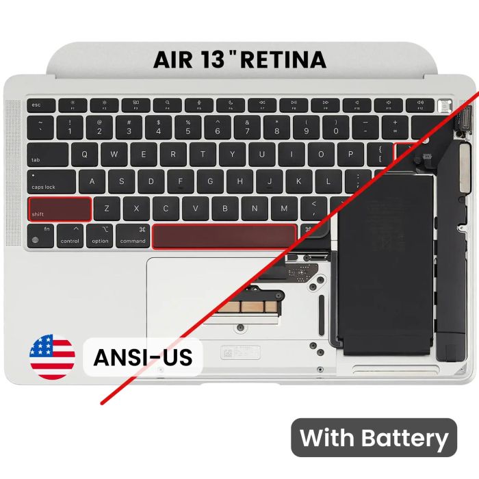 Top Case mit Akku und Tastatur (ANSI US) für MacBook Air 13" A2337 (Silber)