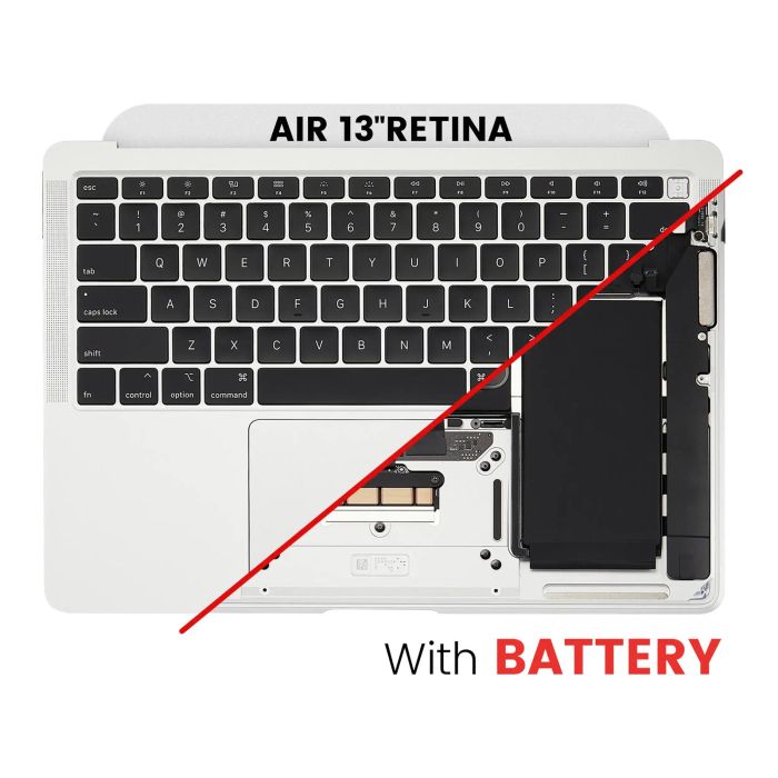 Top Case mit Akku und Tastatur (ANSI US) für MacBook Air 13" A2179 (Silber)