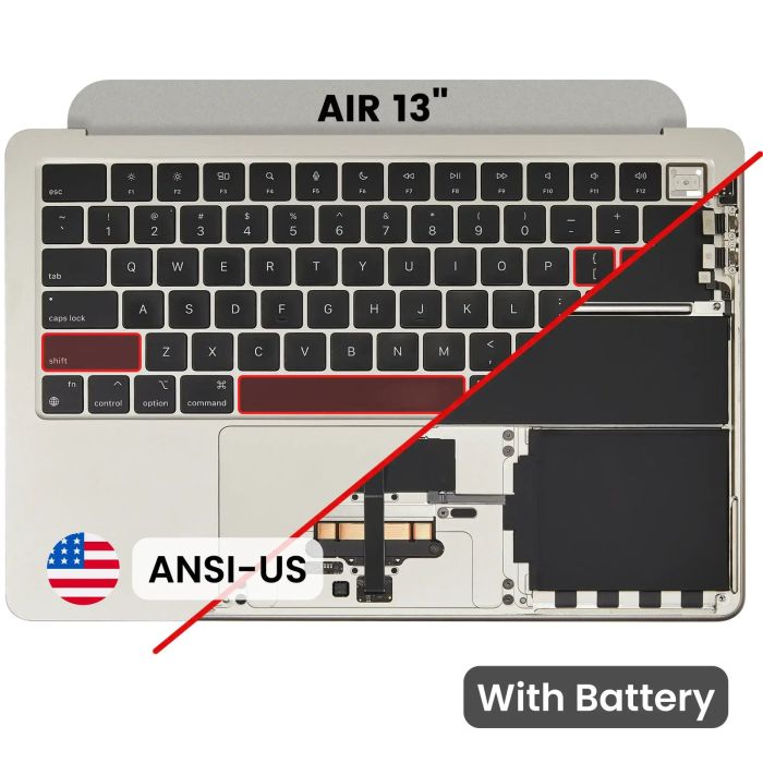 Top Case mit Akku und Tastatur (ANSI US) für MacBook Air 13" A3113 (Polarstern)
