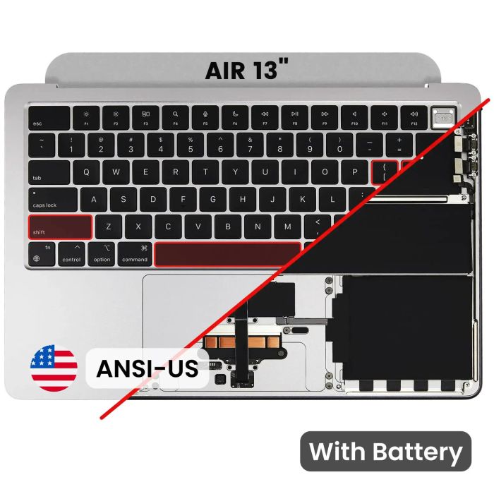 Top Case mit Akku und Tastatur (ANSI US) für MacBook Air 13" A3113 (Silber)