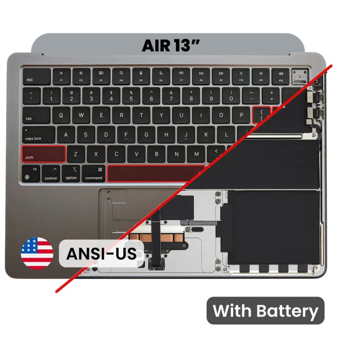 Top Case mit Akku und Tastatur (ANSI US) für MacBook Air 13" A3113 (Space Grau)