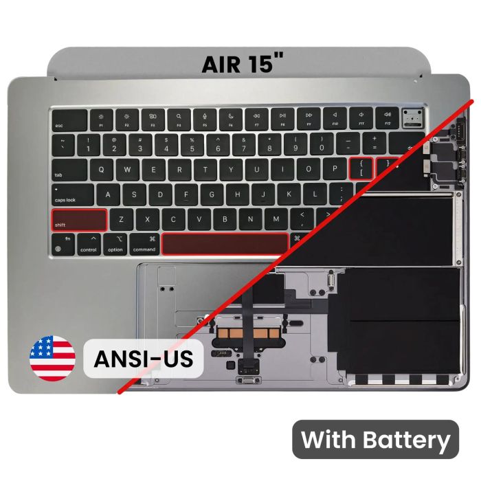 Top Case mit Akku und Tastatur (ANSI US) für MacBook Air 15" A2941 (Space Grau)