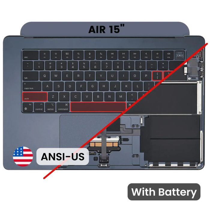 Top Case mit Akku und Tastatur (ANSI US) für MacBook Air 15" A2941 (Mitternacht)