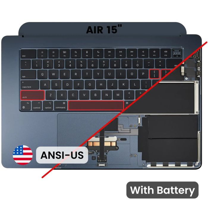 Top Case mit Akku und Tastatur (ANSI US) für MacBook Air 15" A3114 (Mitternacht)