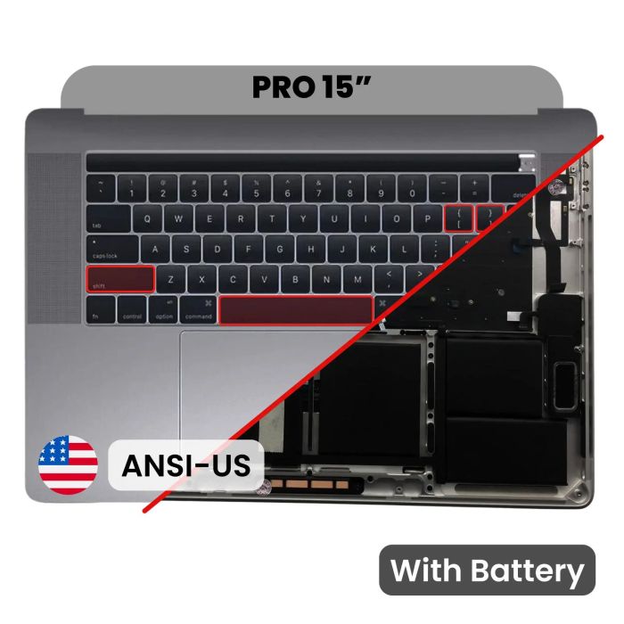 Top Case mit Akku und Tastatur (ANSI US) für MacBook Pro 15" A1707 (Space Grau)