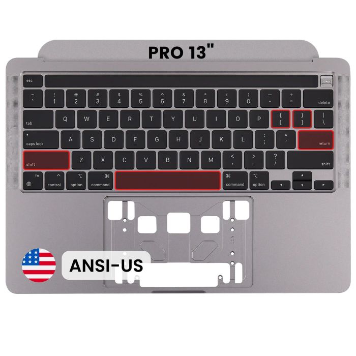 Top Case mit Tastatur (ANSI US) für MacBook Pro 13" A2338 (2020) (Space Grau)