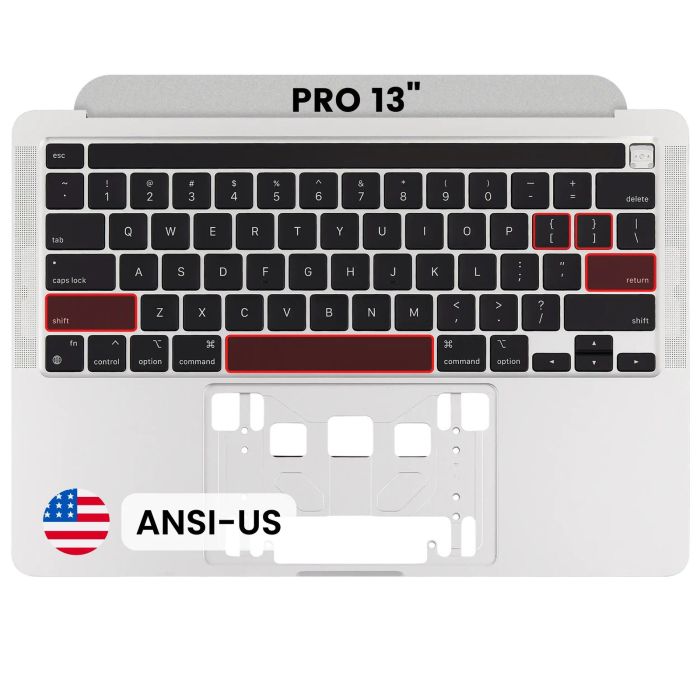 Top Case mit Tastatur (ANSI US) für MacBook Pro 13" A2338 (2020) (Silber)