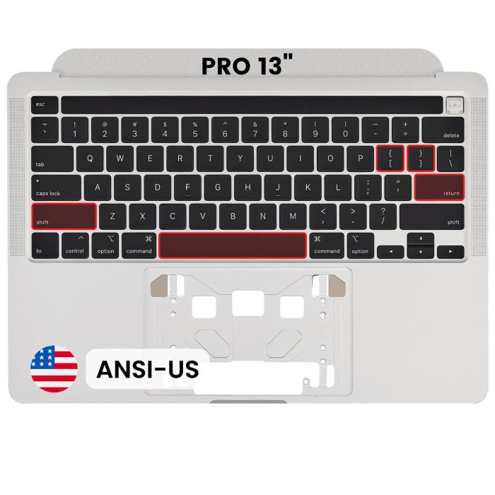 Top Case mit Tastatur (ANSI US) für MacBook Pro 13" A2251 (2020) (Silber)